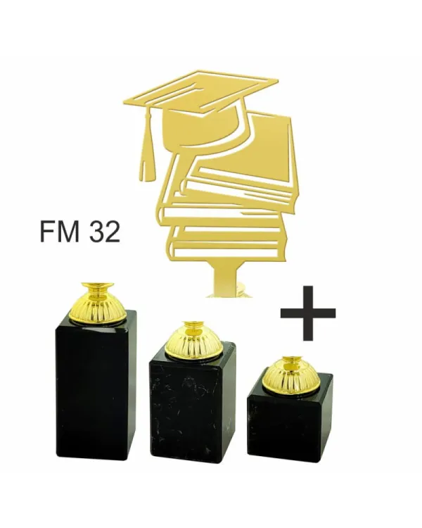 Zestaw 3 Statuetek Metalowych Książki Biret 4215-FM32 | Komplet