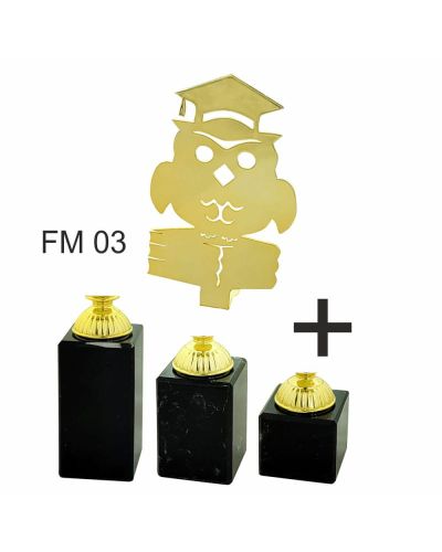 Zestaw 3 Statuetek Metalowych Sowa 4215-FM03 | Komplet na Podium