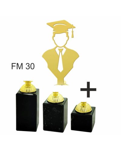 Zestaw 3 Statuetek Metalowych Absolwent Biret 4215-FM30 | Komplet