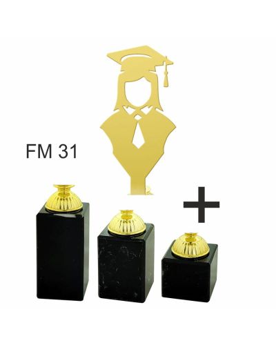 Zestaw 3 Statuetek Metalowych Absolwentka Biret 4215-FM31 | Komplet