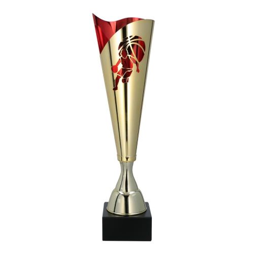 Puchar Koszykarski Metalowy 3164/BAS Złoto-Czerwony 38,5 - 42,5 cm