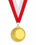Zestaw Promocyjny Medal Stalowy Złoty 40 mm + Wstążka 11 mm ME0240/G | Wyprzedaż