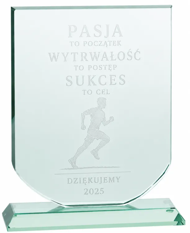 Kryształowe trofeum firmowe elegancki mleczny grawer bez tła G001