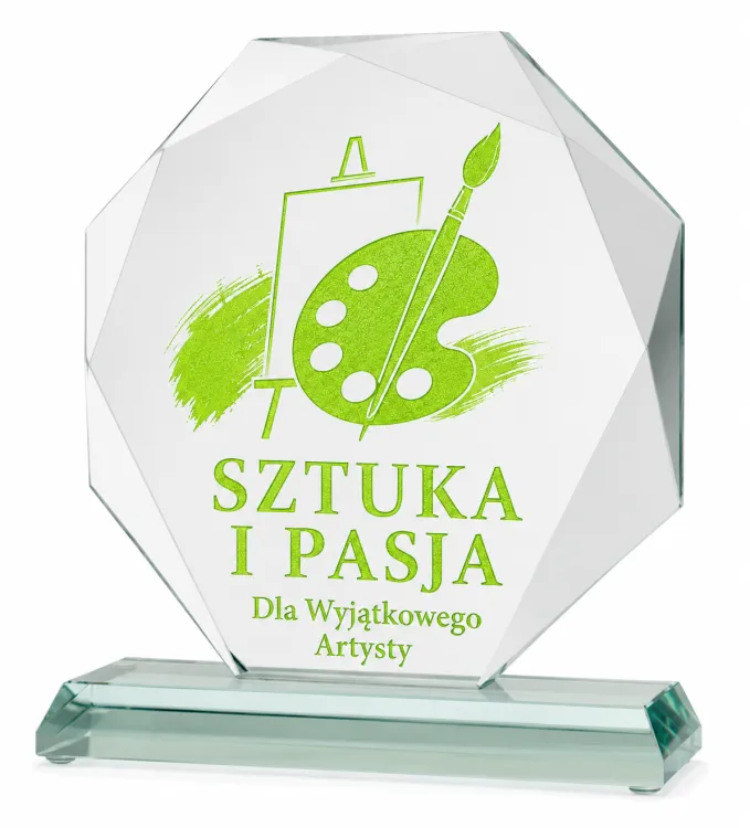 Trofeum biznesowe z logo firmy grawer wypełniony farbą G020