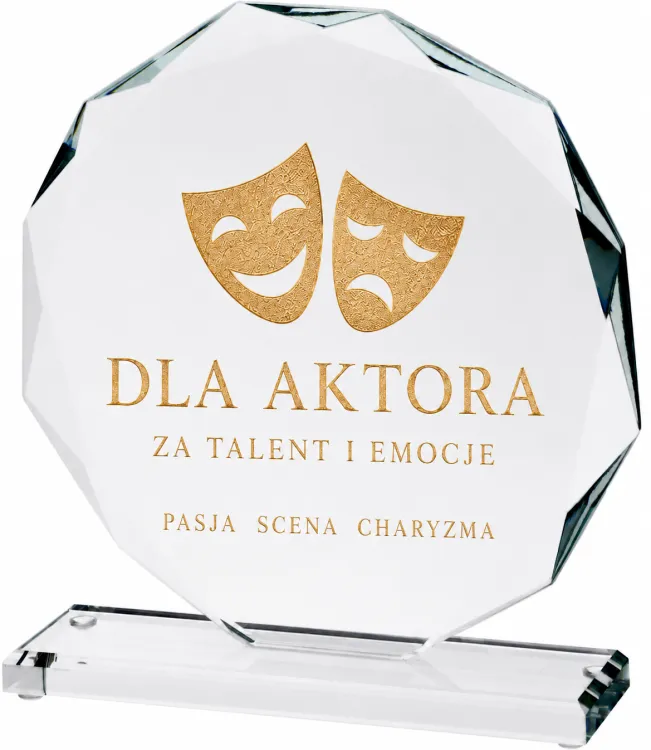 Statuetka firmowa ze szkła grawer wypełniony wybranym kolorem 8061
