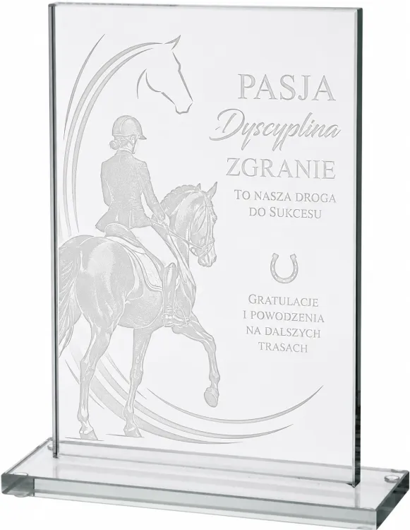 Biznesowe trofeum ze szkła elegancki mleczny grawer 8003