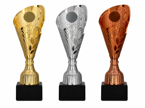Zestaw 3 Pucharów 9312 z Emblematem | Złoty, Srebrny, Brązowy