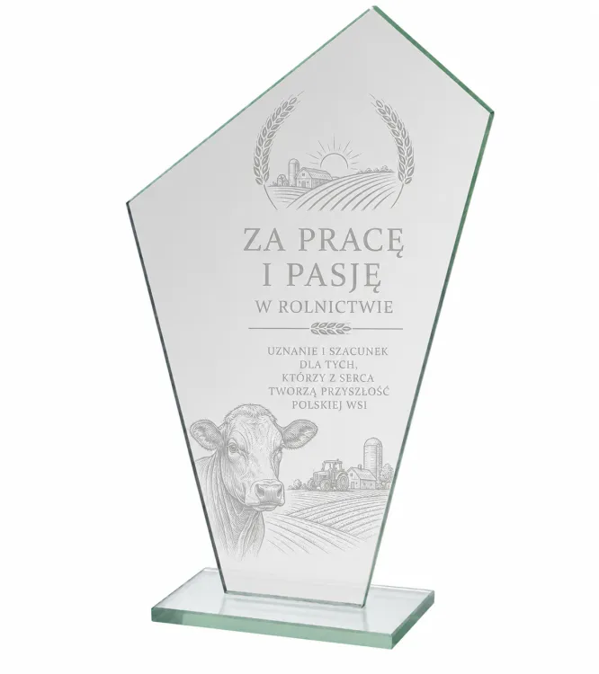 Eleganckie trofeum firmowe klasyczny mleczny grawer bez tła M64