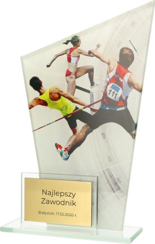 Statuetka Szklana Lekkoatletyka Gotowy Nadruk DG1/ATH | Nagroda Sportowa