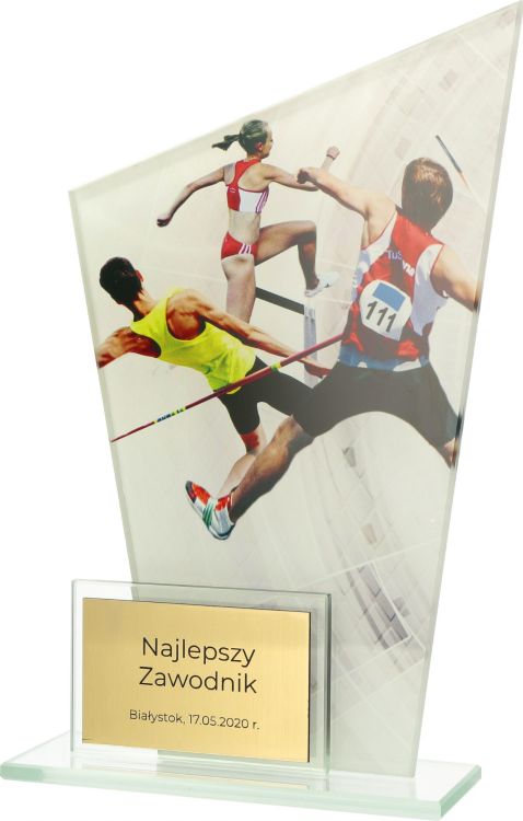 Statuetka Szklana Lekkoatletyka Gotowy Nadruk DG1/ATH | Nagroda Sportowa