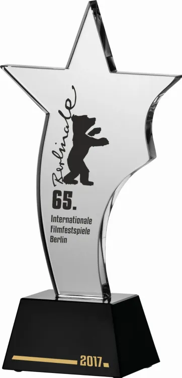 Trofeum szklane gwiazda z grawerem laserowym C035