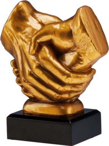 Statuetka Odlewana Uścisk Dłoni Złota 17cm RFST2089/G