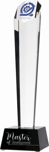 Biznesowe trofeum szklane na galę w eleganckim etui G003