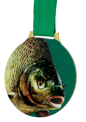 Medal Wędkarski Leszcz Nadruk 70 mm | Duży Stalowy Medal PZW