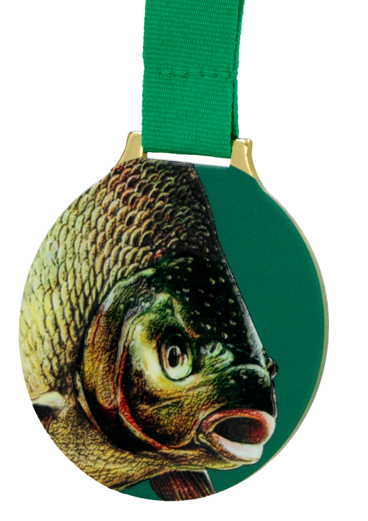 Medal Wędkarski Leszcz Nadruk 70 mm | Duży Stalowy Medal PZW