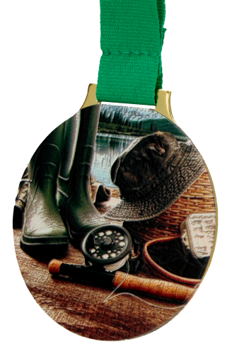 Medal Wędkarski Wędka Nadruk 70 mm | Duży Stalowy Medal PZW