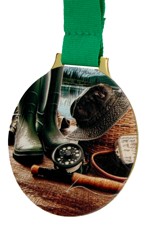 Medal Wędkarski Wędka Nadruk 70 mm | Duży Stalowy Medal PZW