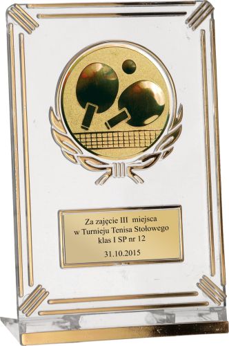 Trofeum Plastikowe Przezroczyste Złote 13cm 50162/T-G
